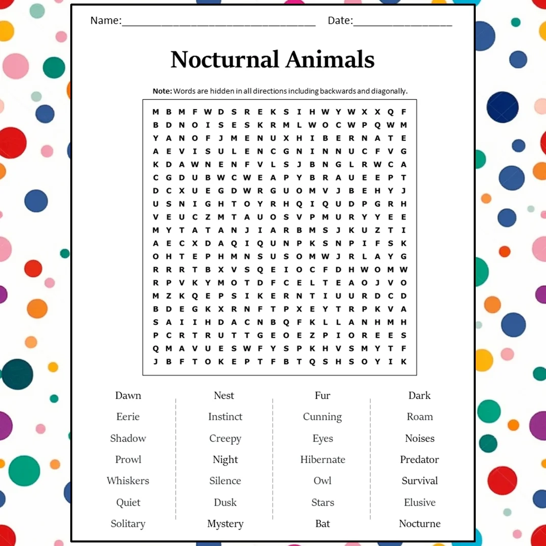 Printable Animal Word Puzzles