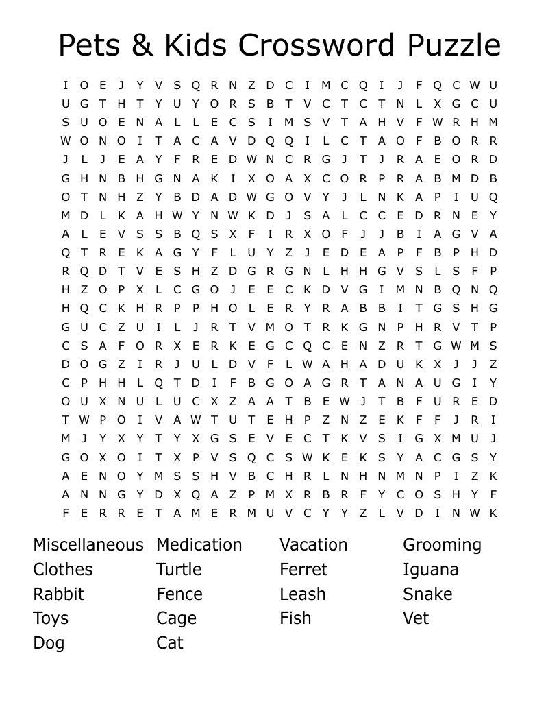 Crossword Printables For Kids Crossword Printables For Kids