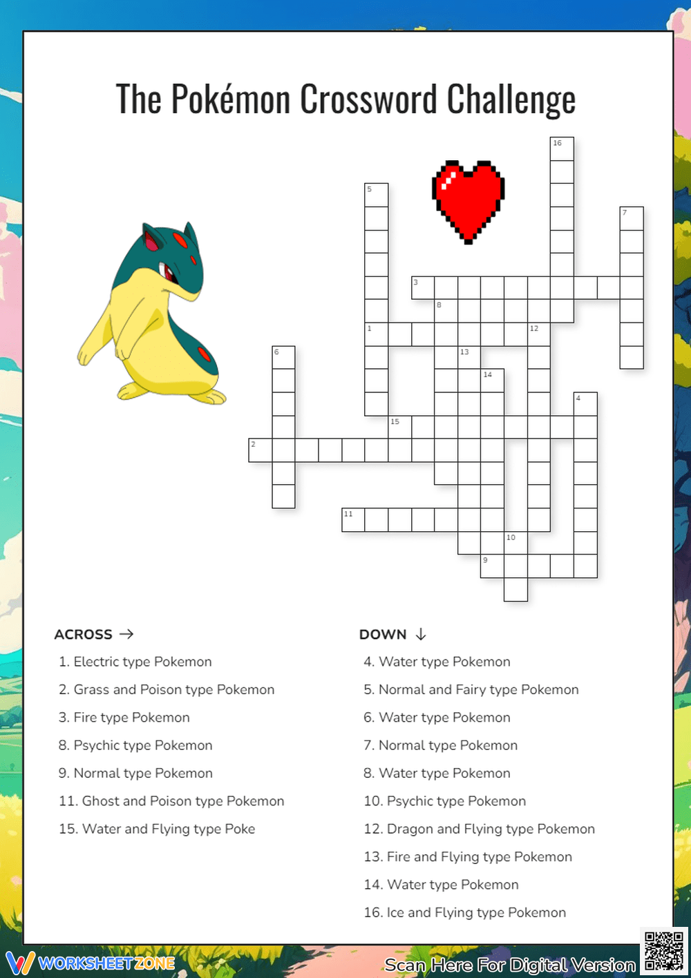 Pokemon Crossword Puzzle Worksheets U0026 Printable
