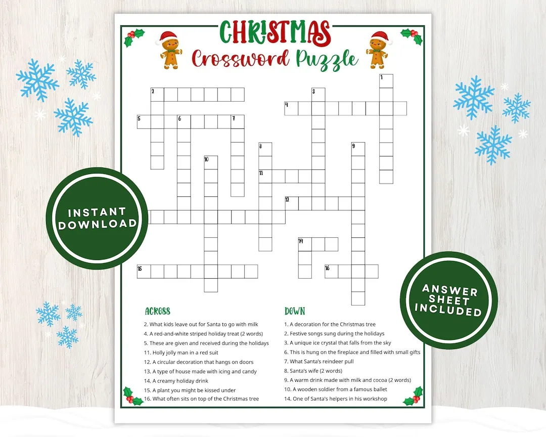 Printable Christmas Crossword Puzzle For Kids And Adults Fun Christmas Word Game For Holiday Parties And Classrooms Instant Download Etsy Printable Christmas Crossword Puzzle For Kids And Adults Fun Christmas Word Game For Holiday Parties And Classrooms Instant Download Etsy