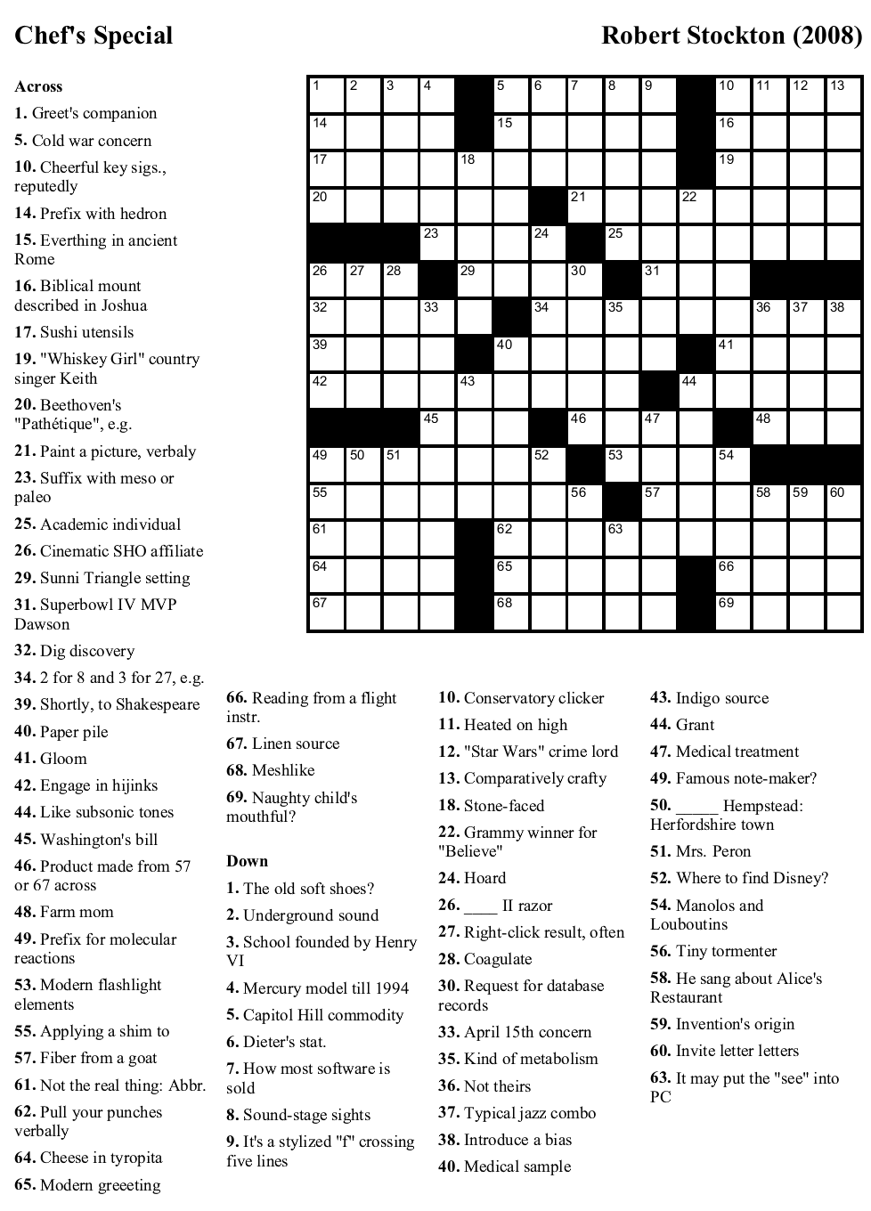 Printable Crossword Puzzle 45 Chef s Special Beekeeper Crosswords Printable Crossword Puzzle 45 Chef s Special Beekeeper Crosswords