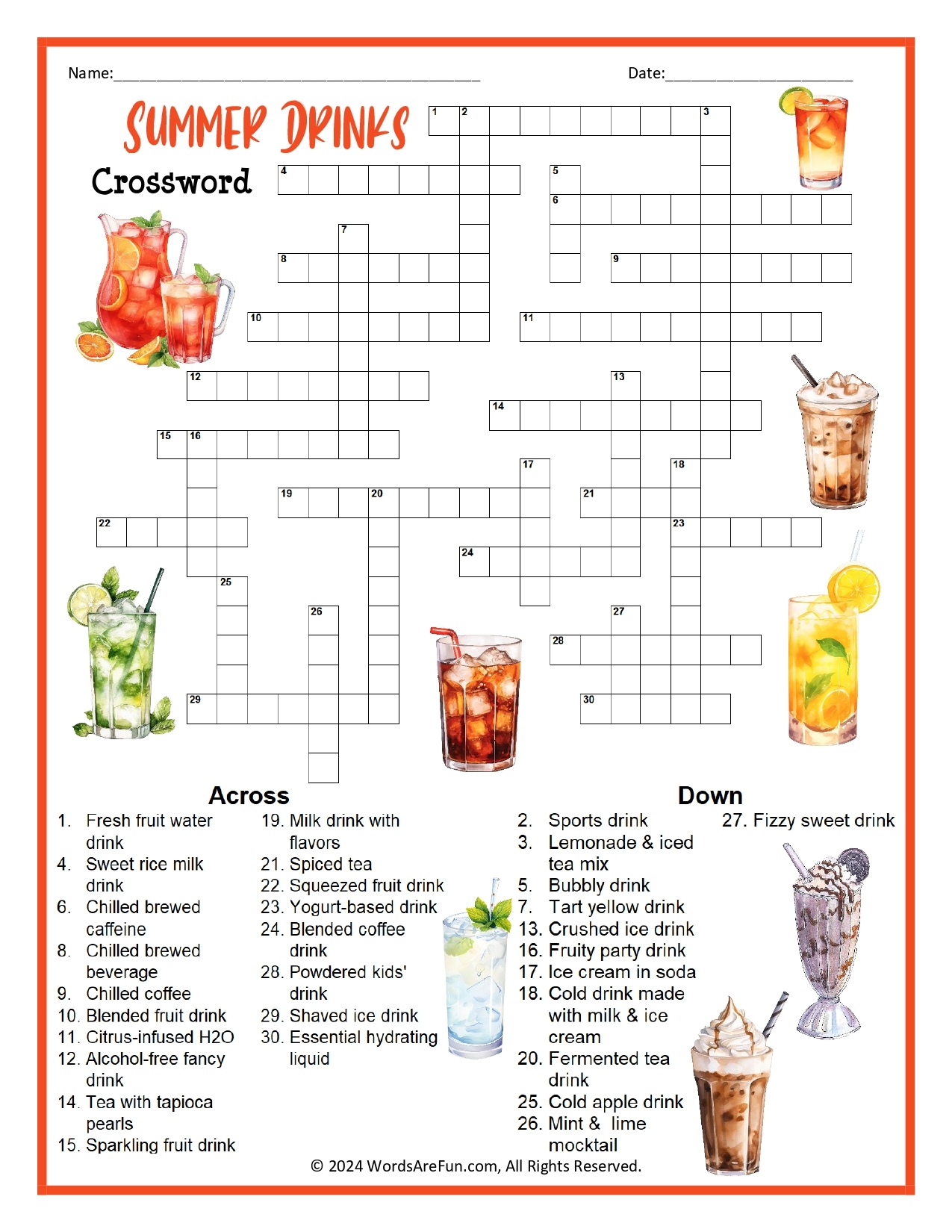 Crossword Printable Free Adults