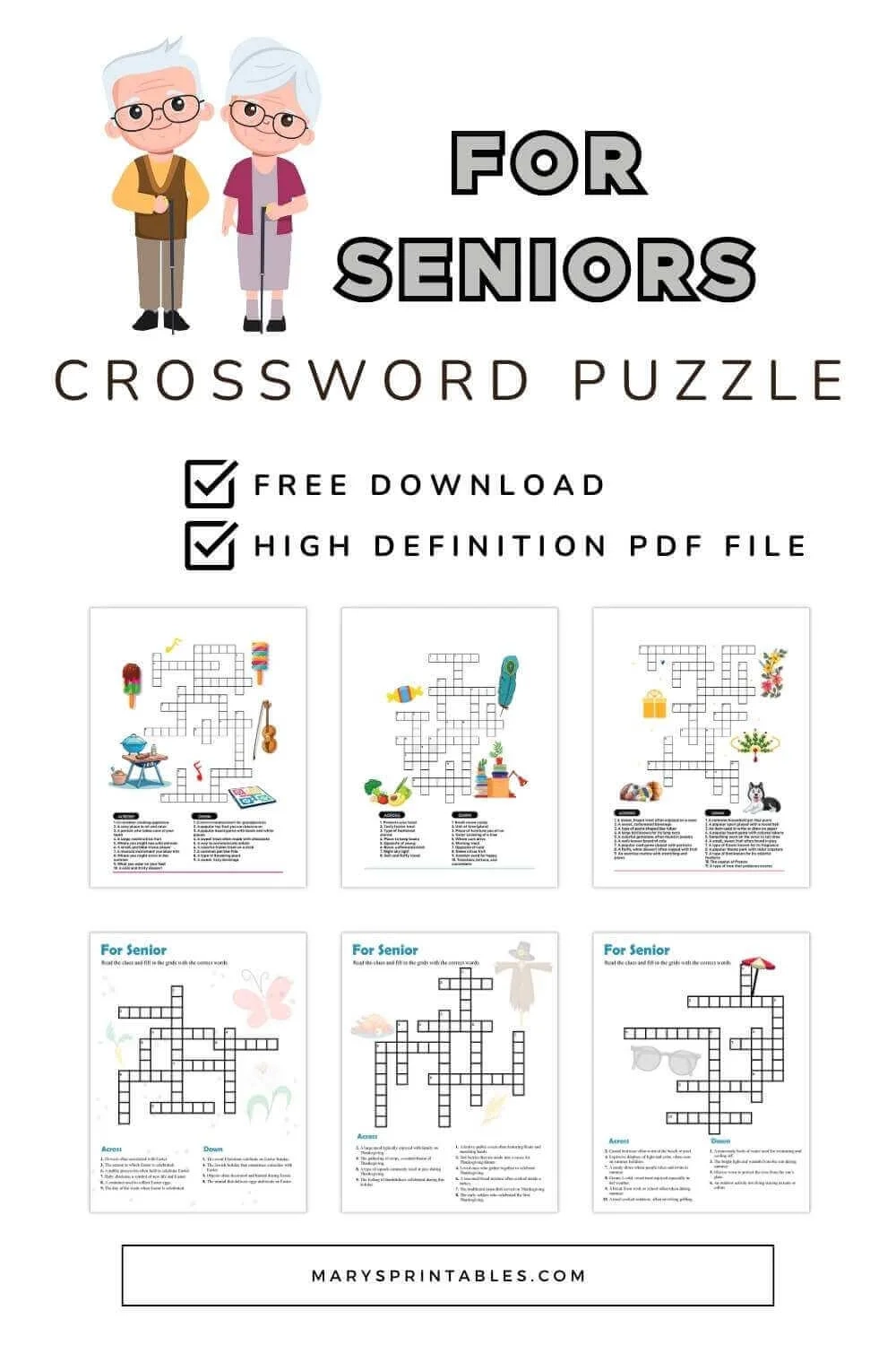 Free Printable Crossword Puzzles For Elderly