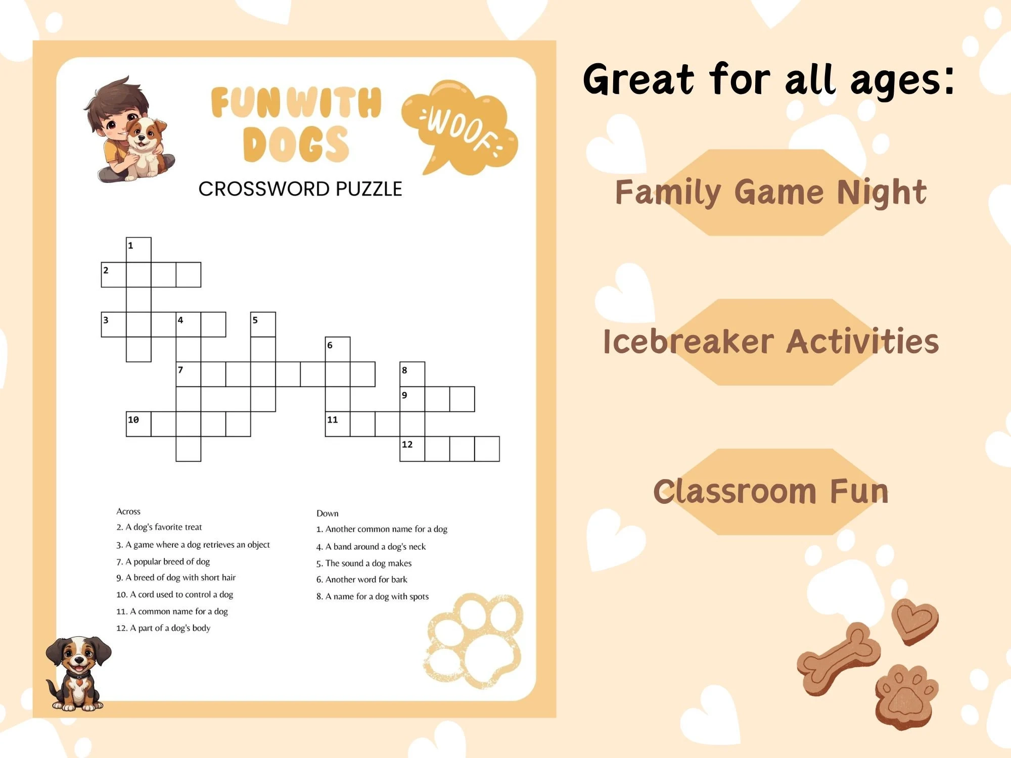 Printable Dog themed Crossword Puzzle Canine Brain Teaser W answers Family Friendly Game Kids And Adult Wordplay Fun PDF File Digital Etsy Printable Dog themed Crossword Puzzle Canine Brain Teaser W answers Family Friendly Game Kids And Adult Wordplay Fun PDF File Digital Etsy