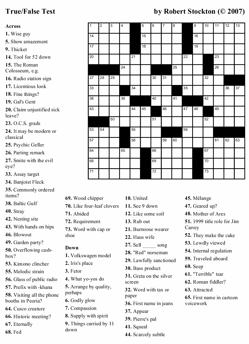 People Printable Crossword Puzzle