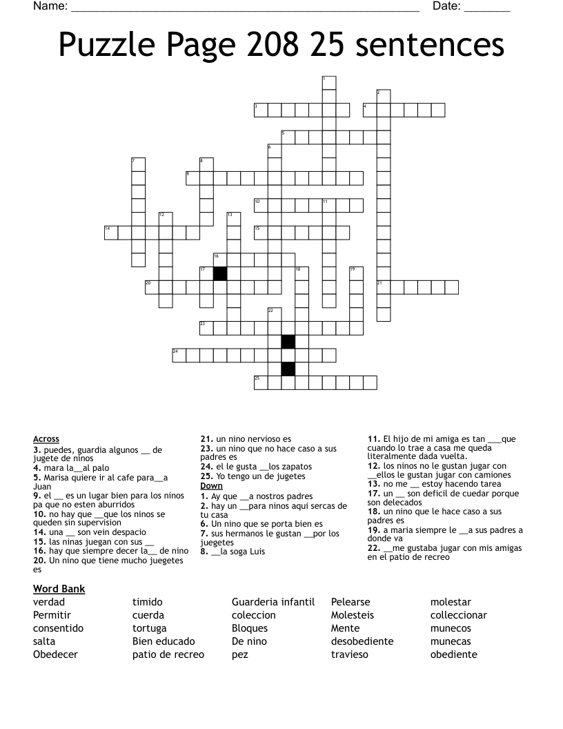 Puzzle Page 208 25 Sentences Crossword WordMint Puzzle Page 208 25 Sentences Crossword WordMint