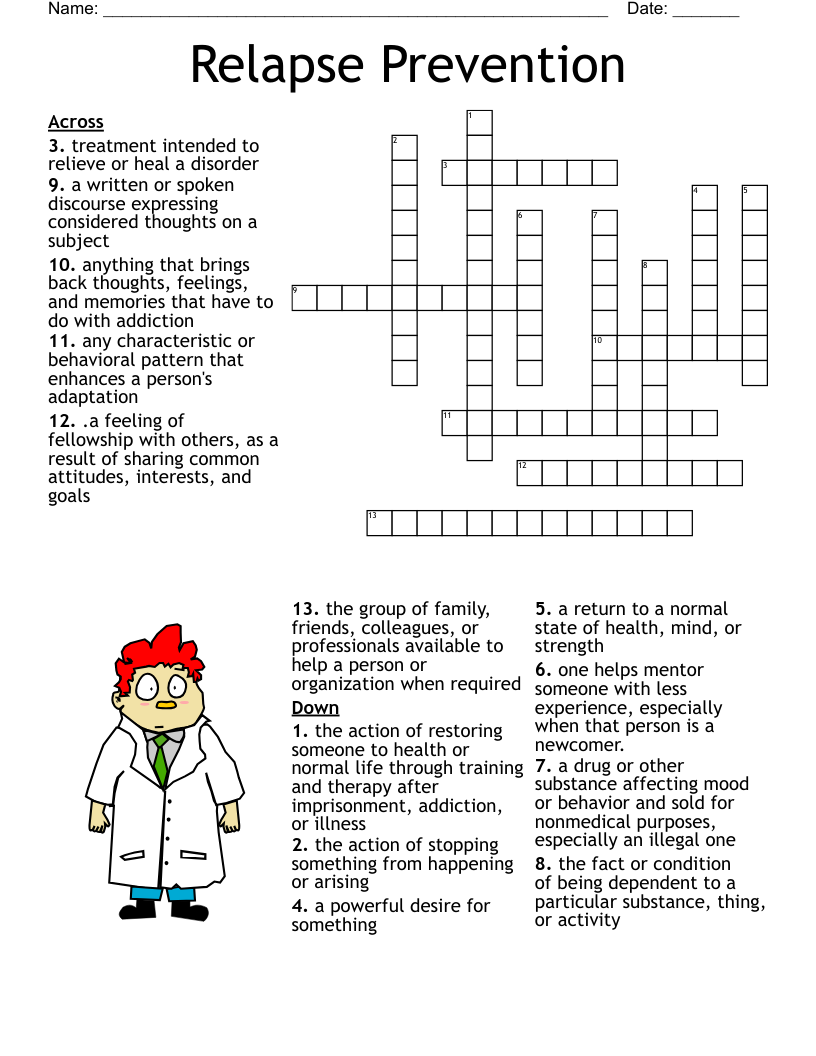 Recovery Crossword Puzzle WordMint Recovery Crossword Puzzle WordMint
