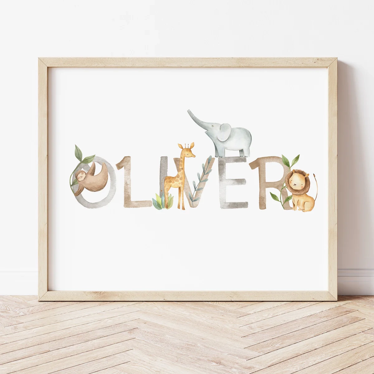 Safari Wall Art For Nursery Baby Name Art Ollie Hank