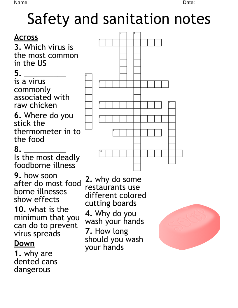 Hygiene Crossword Puzzle Printable