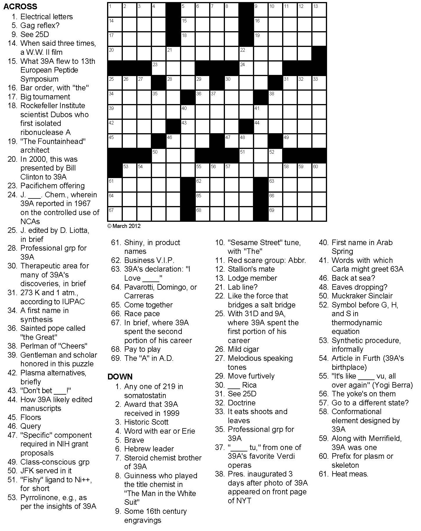 Free Printable Science Crossword Puzzles