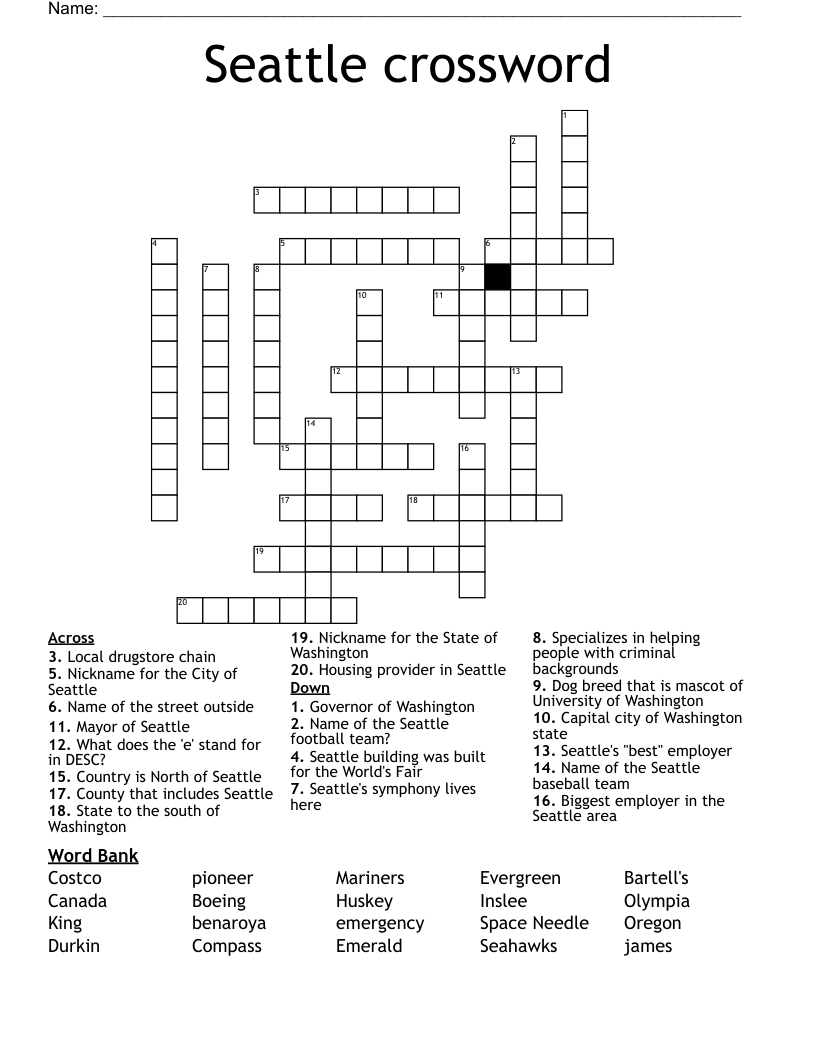 Seattle Crossword WordMint Seattle Crossword WordMint