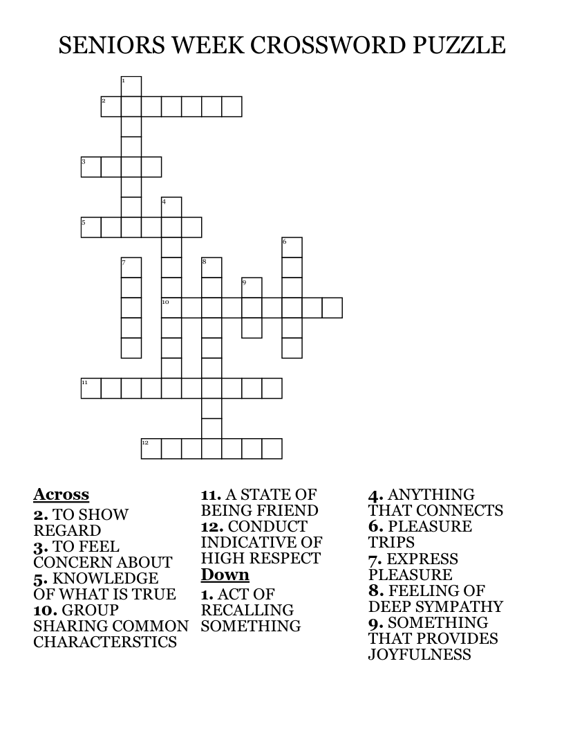 Senior Crosswords Printable Crossword Senior Crosswords Printable Crossword