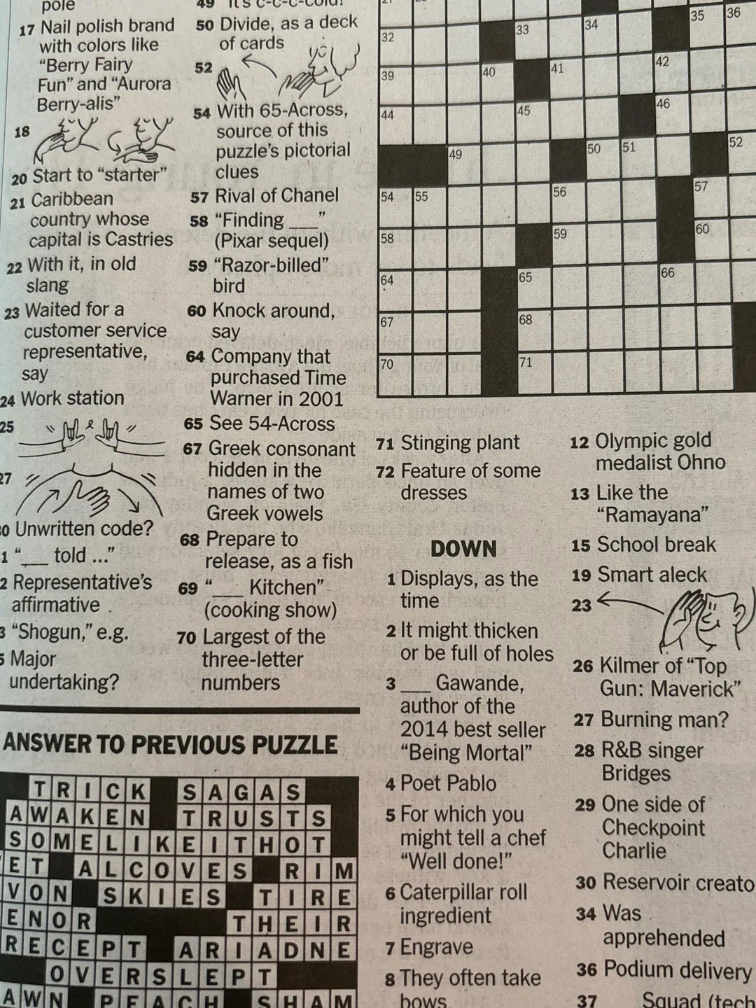 Sign Language Clues In Today s NYT Crossword R asl