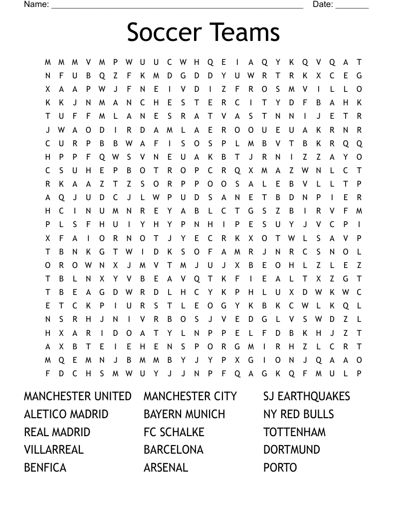 Soccer Crosswords Word Searches Bingo Cards WordMint Soccer Crosswords Word Searches Bingo Cards WordMint