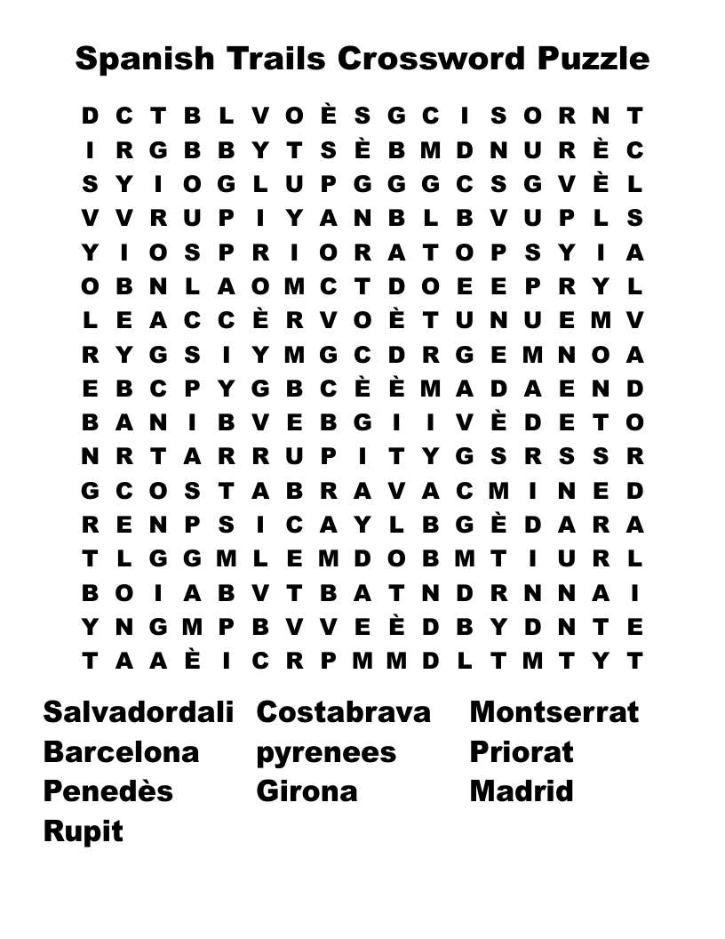 Crossword Puzzle Word Search
