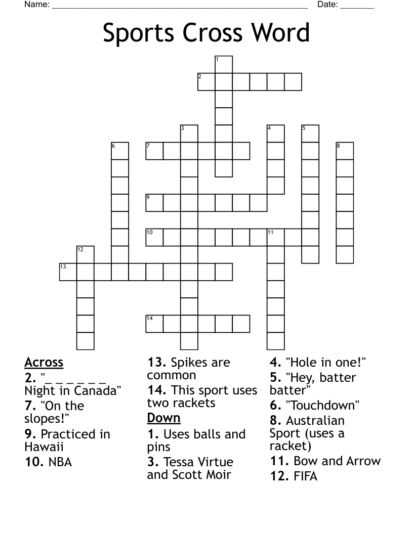 Crossword Puzzles Sports Related Printable Crossword Puzzles Sports Related Printable