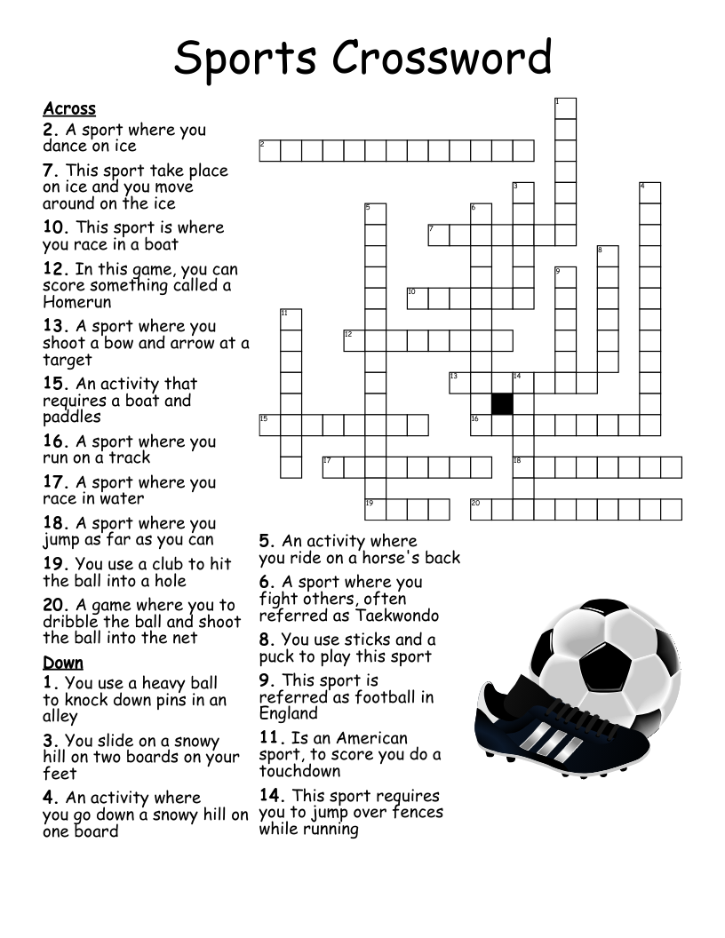 Printable Crossword Puzzles Sea Sports