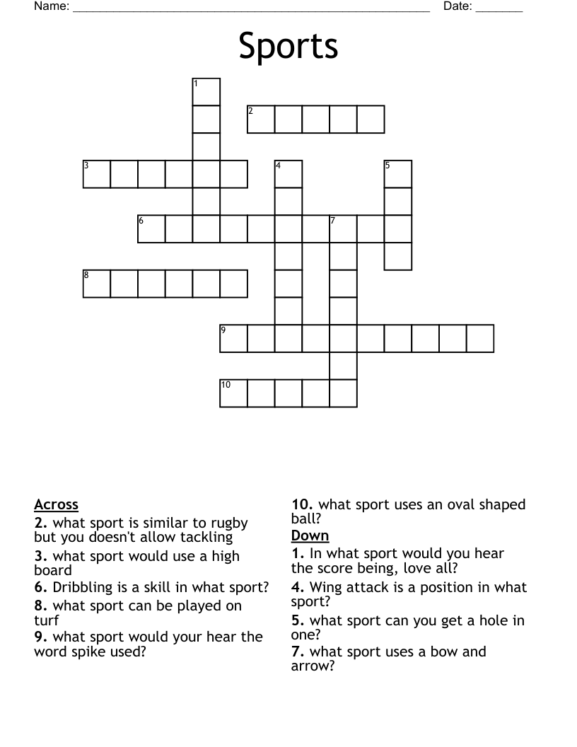 Sports Crossword WordMint