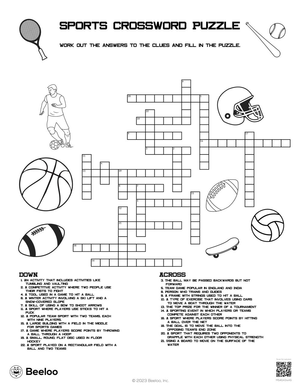Sports themed Crossword Puzzles Beeloo Printable Crafts And Activities For Kids Sports themed Crossword Puzzles Beeloo Printable Crafts And Activities For Kids