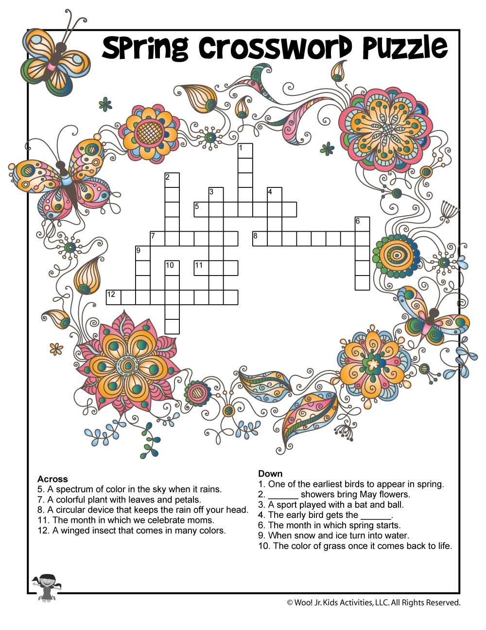 Printable Crossword Puzzles For Spring