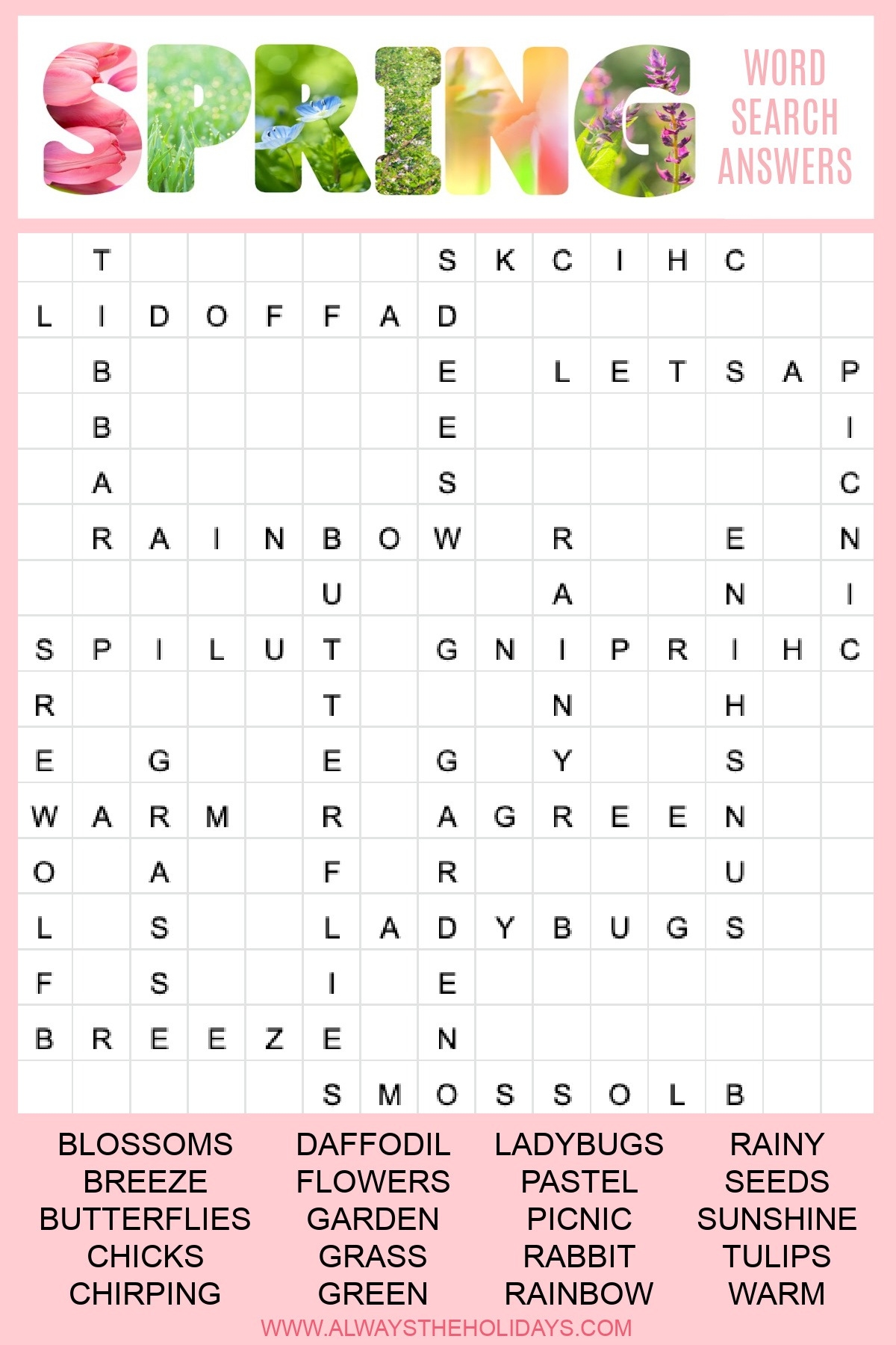 Free Printable Spring Word Puzzles Free Printable Spring Word Puzzles