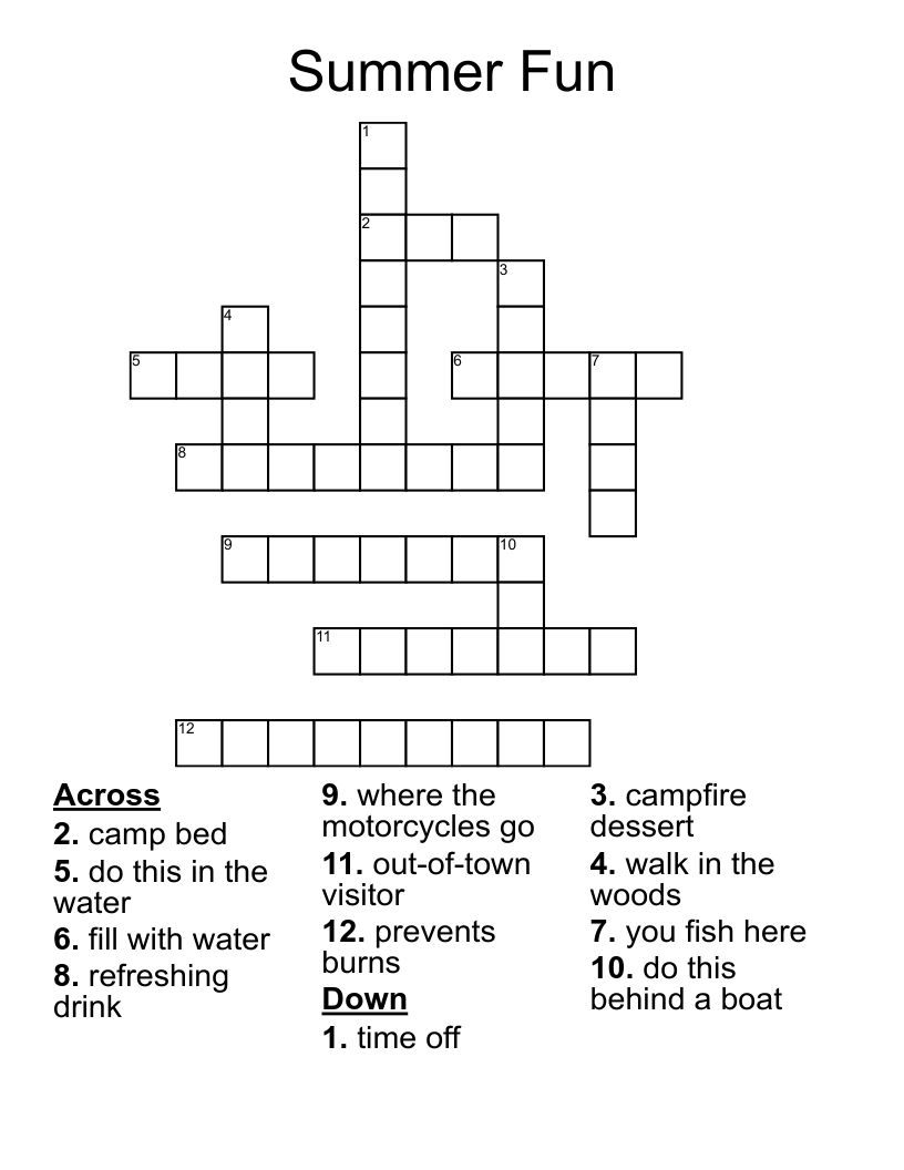 Summer Fun Crossword WordMint