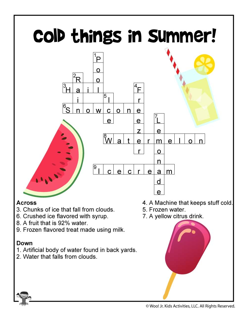 Printable Summer Crossword Puzzles For Kids Printable Summer Crossword Puzzles For Kids