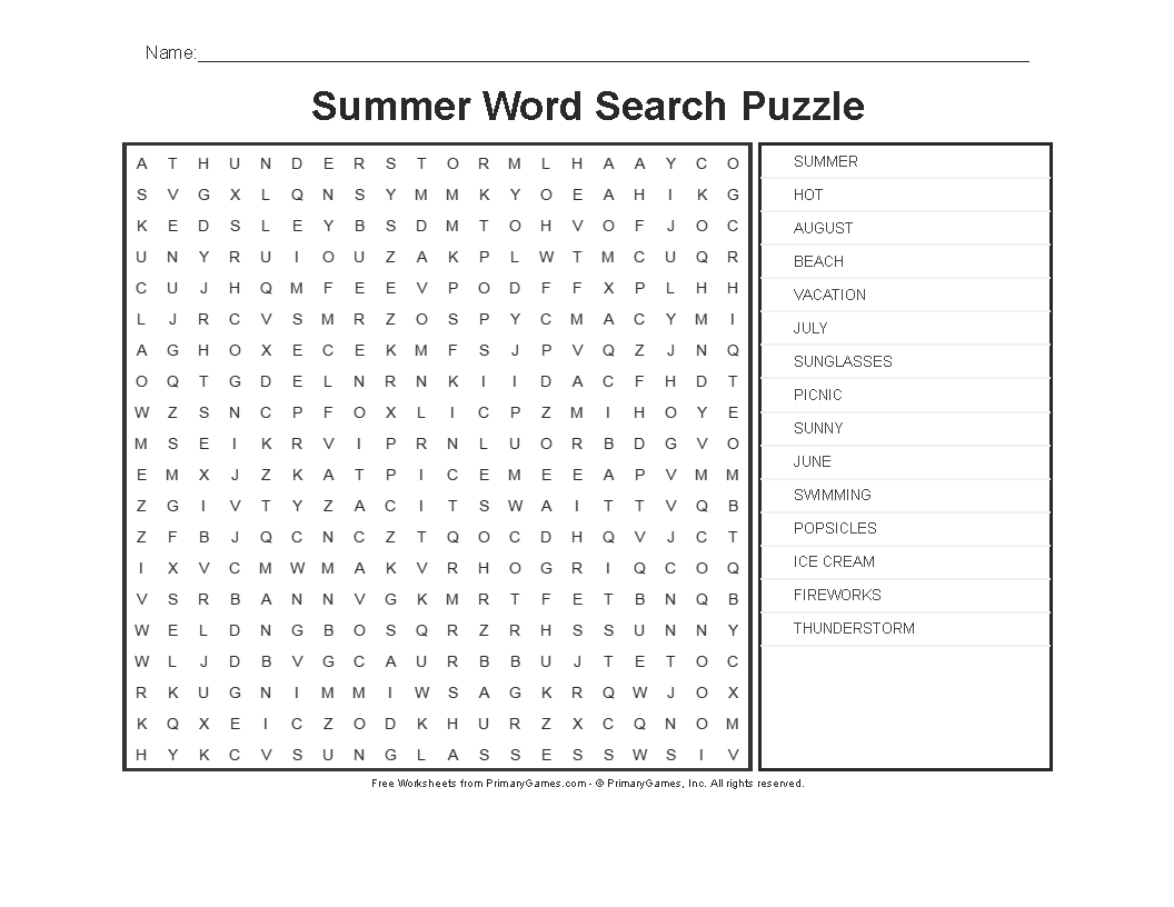 Free Printable Crossword Search Puzzles