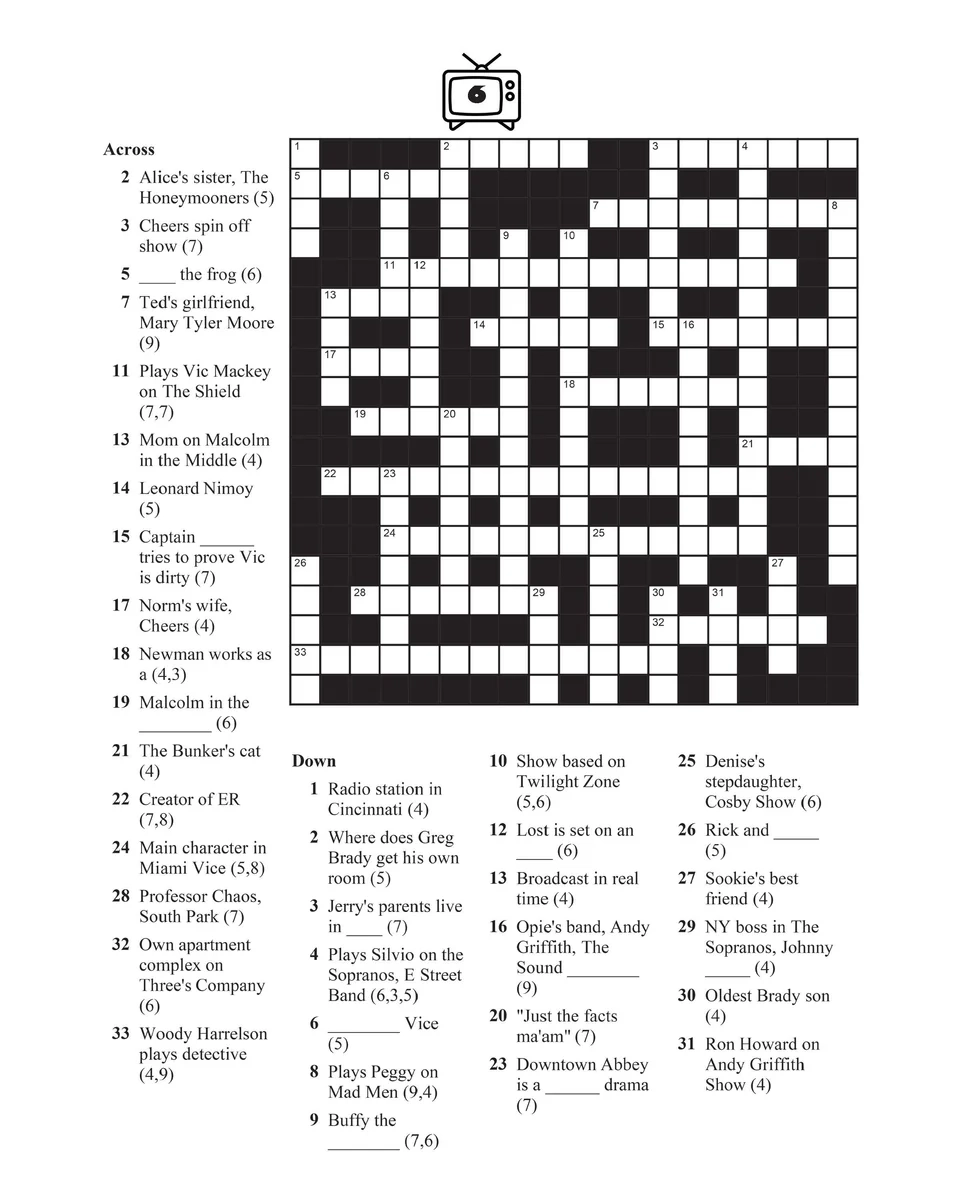 Classic Tv Crossword Puzzles Printable Classic Tv Crossword Puzzles Printable