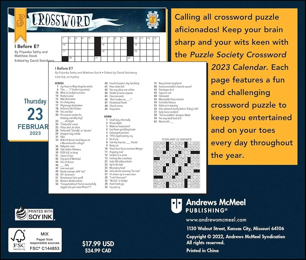 The Puzzle Society Crossword 2023 Day to Day Calendar Puzzle Your The Puzzle Society Crossword 2023 Day to Day Calendar Puzzle Your