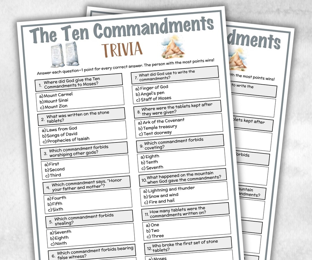 Ten Commandments Quiz Printable Ten Commandments Quiz Printable