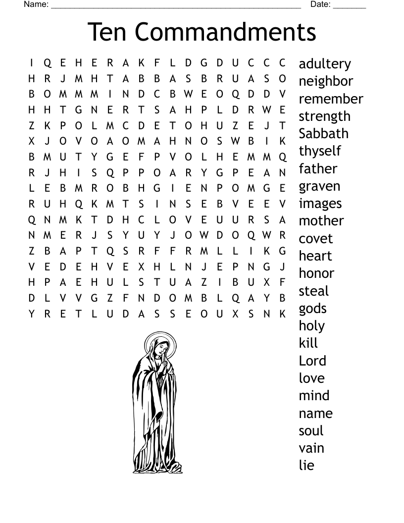 THE TEN COMMANDMENTS Worksheet WordMint THE TEN COMMANDMENTS Worksheet WordMint