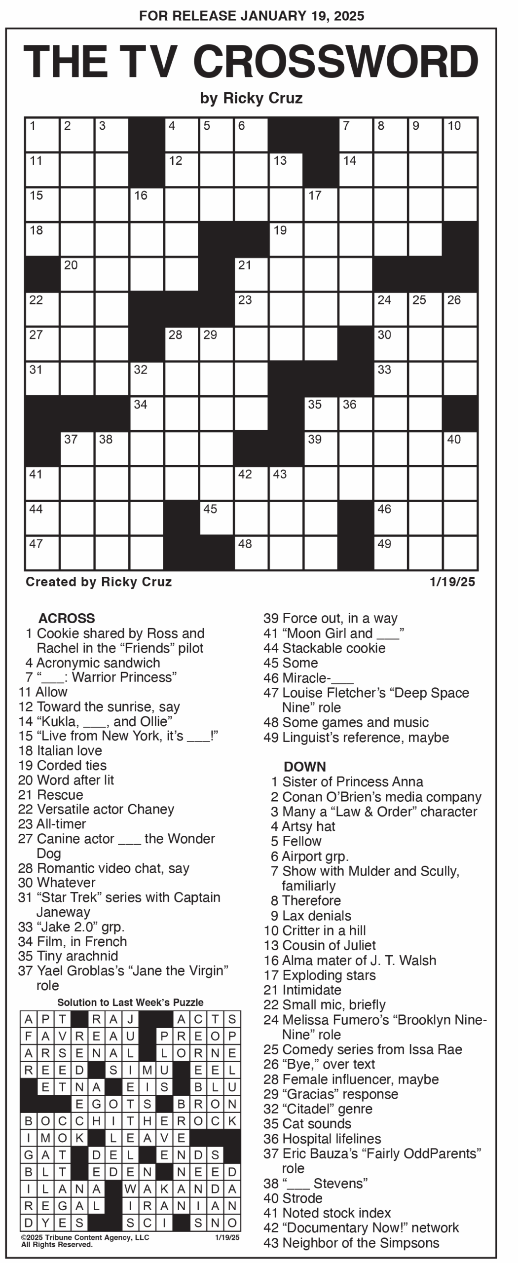 The TV Crossword Games Puzzles The TV Crossword Games Puzzles