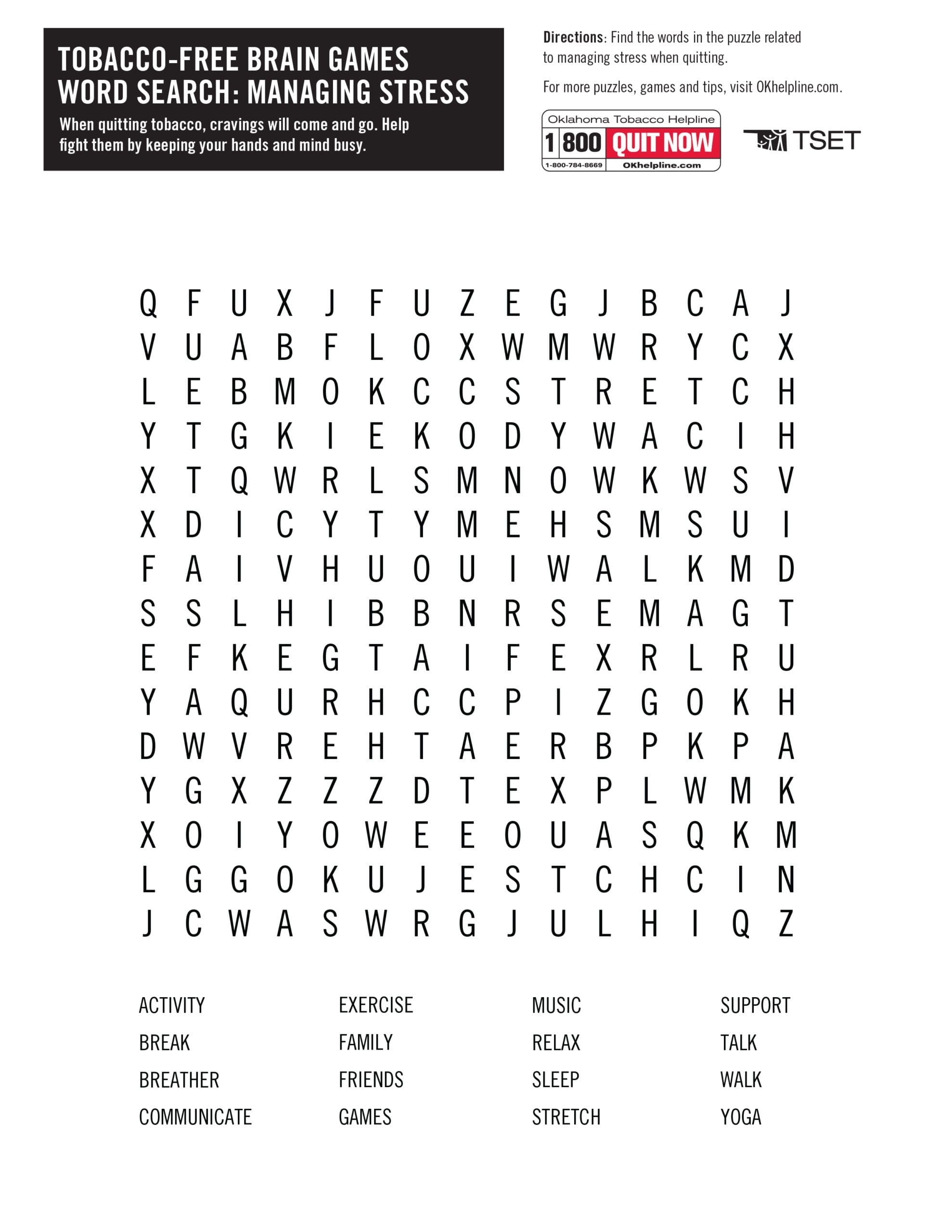 Tobacco Free Word Search Oklahoma Tobacco Helpline Tobacco Free Word Search Oklahoma Tobacco Helpline