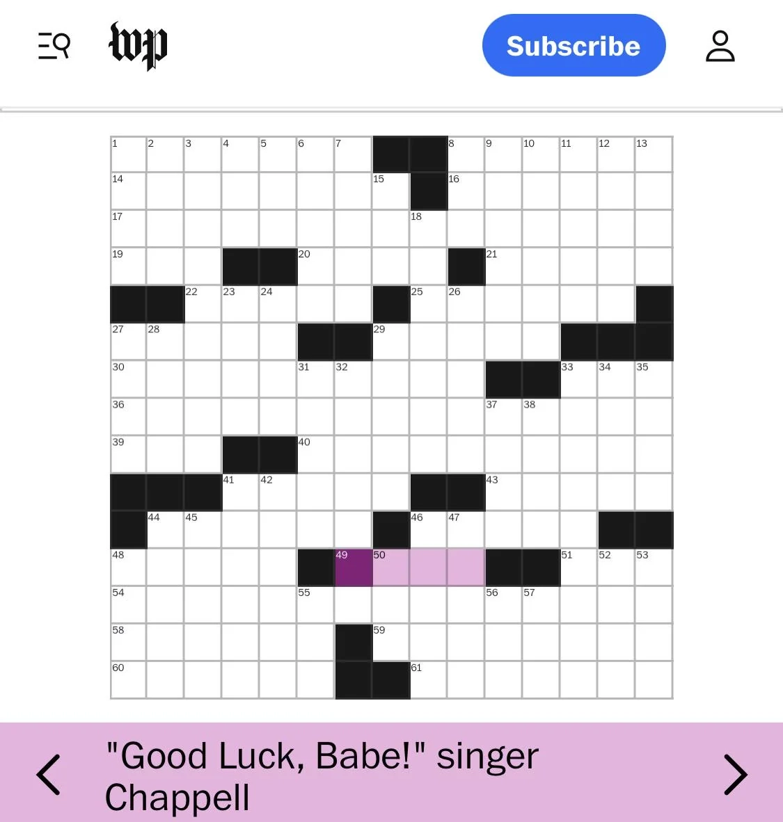 Today s Washington Post Crossword Clue R chappellroan