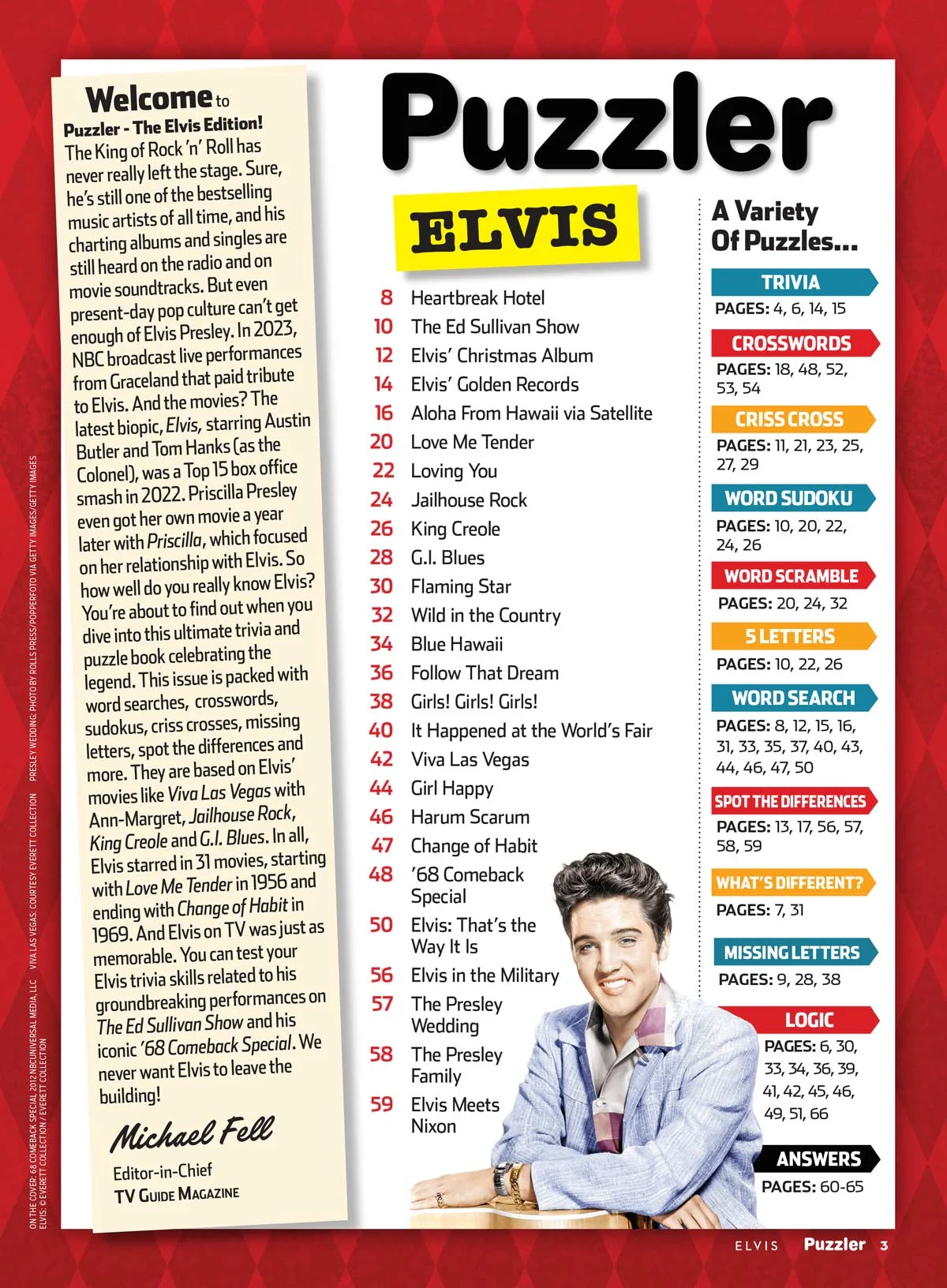 TV Guide Elvis Puzzler His Movies Music Criss Cross Word Sudoku Magazine Shop US