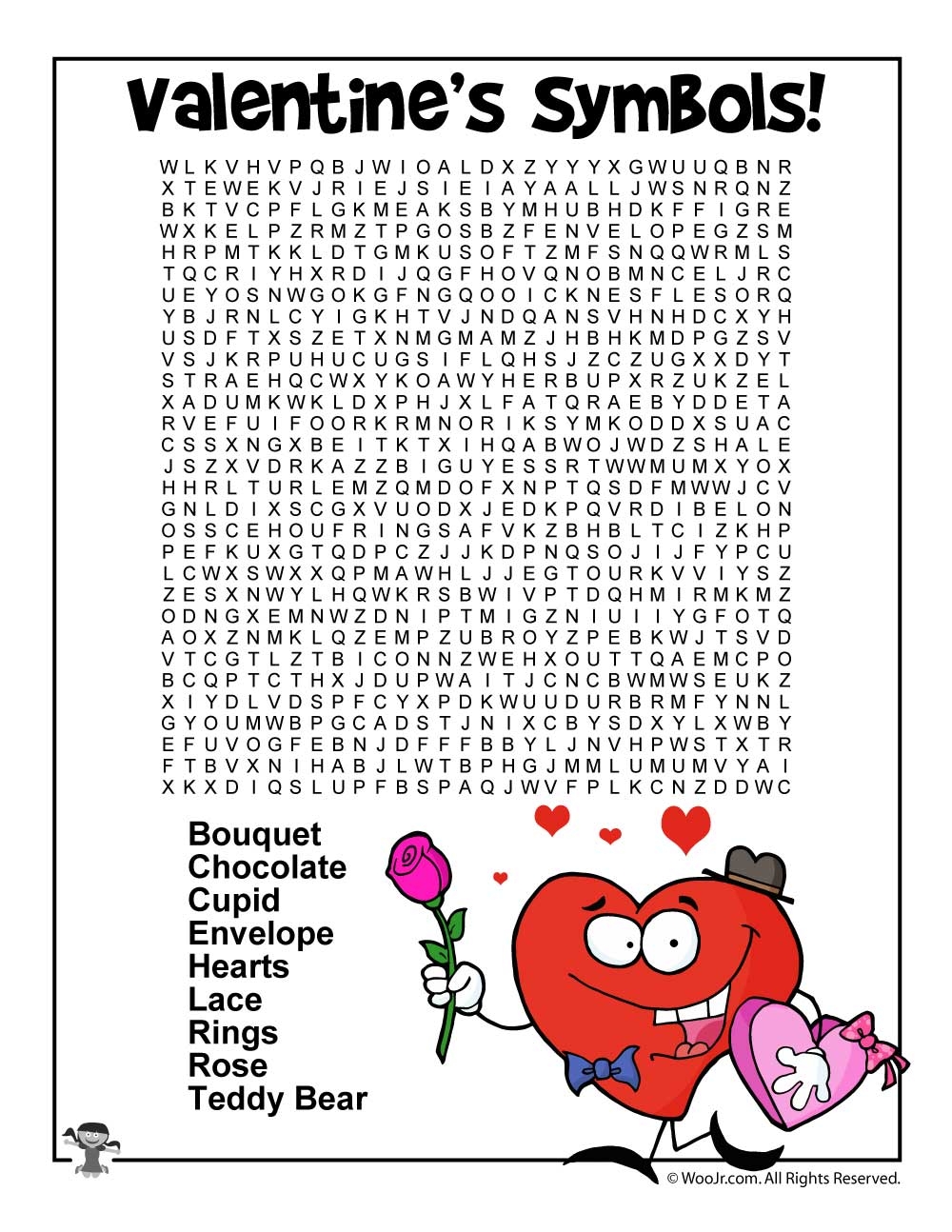 Valentine's Crossword Puzzle Printable