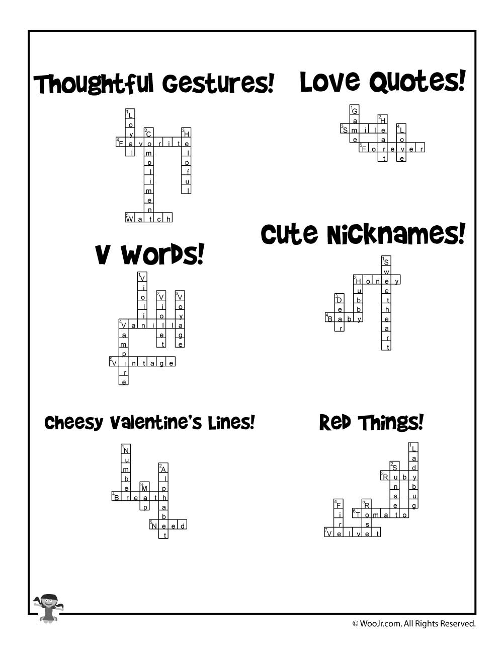 Valentine's Day Crossword Free Printable