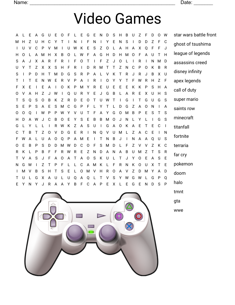 Video Game Crossword Puzzle Printable Video Game Crossword Puzzle Printable