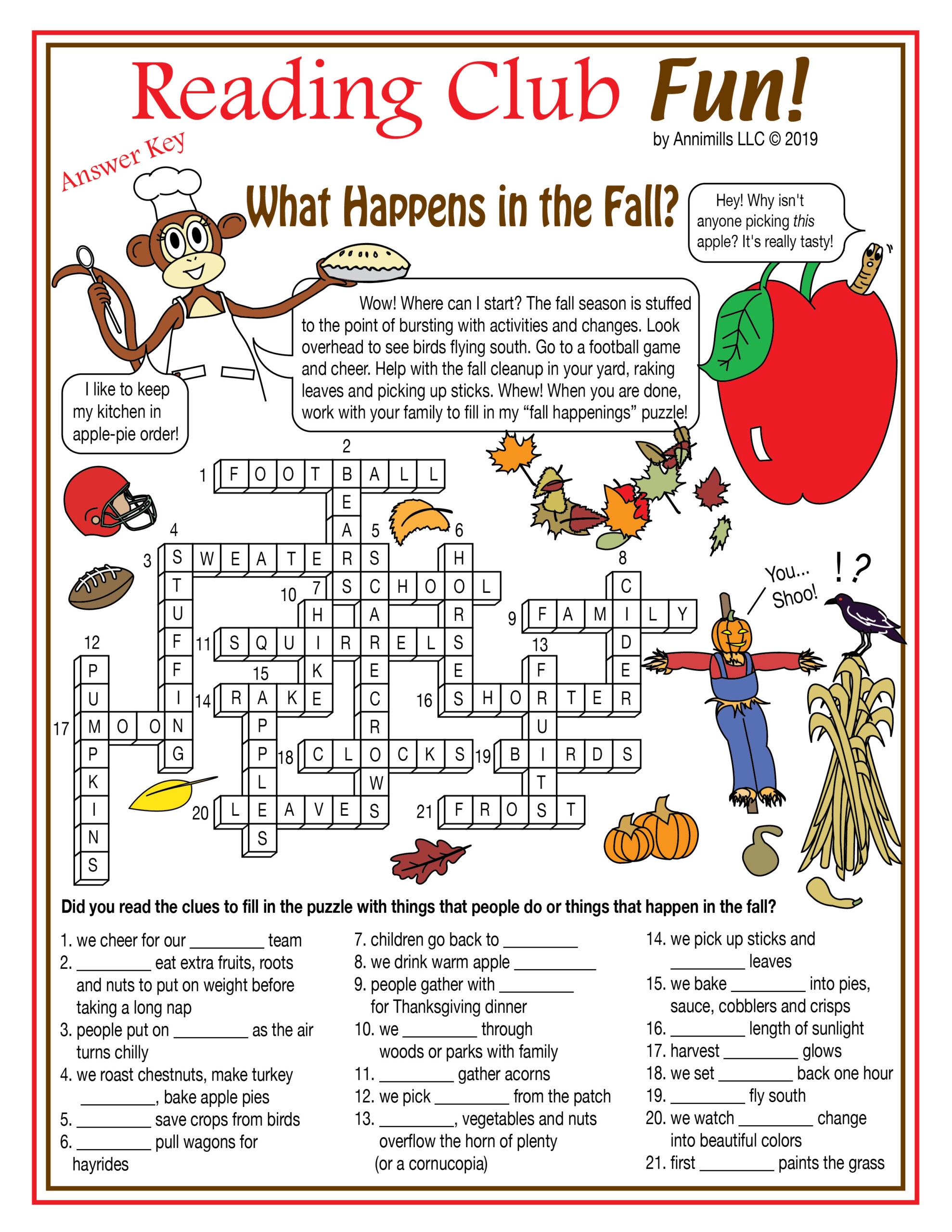 Fall Printable Crossword Puzzles