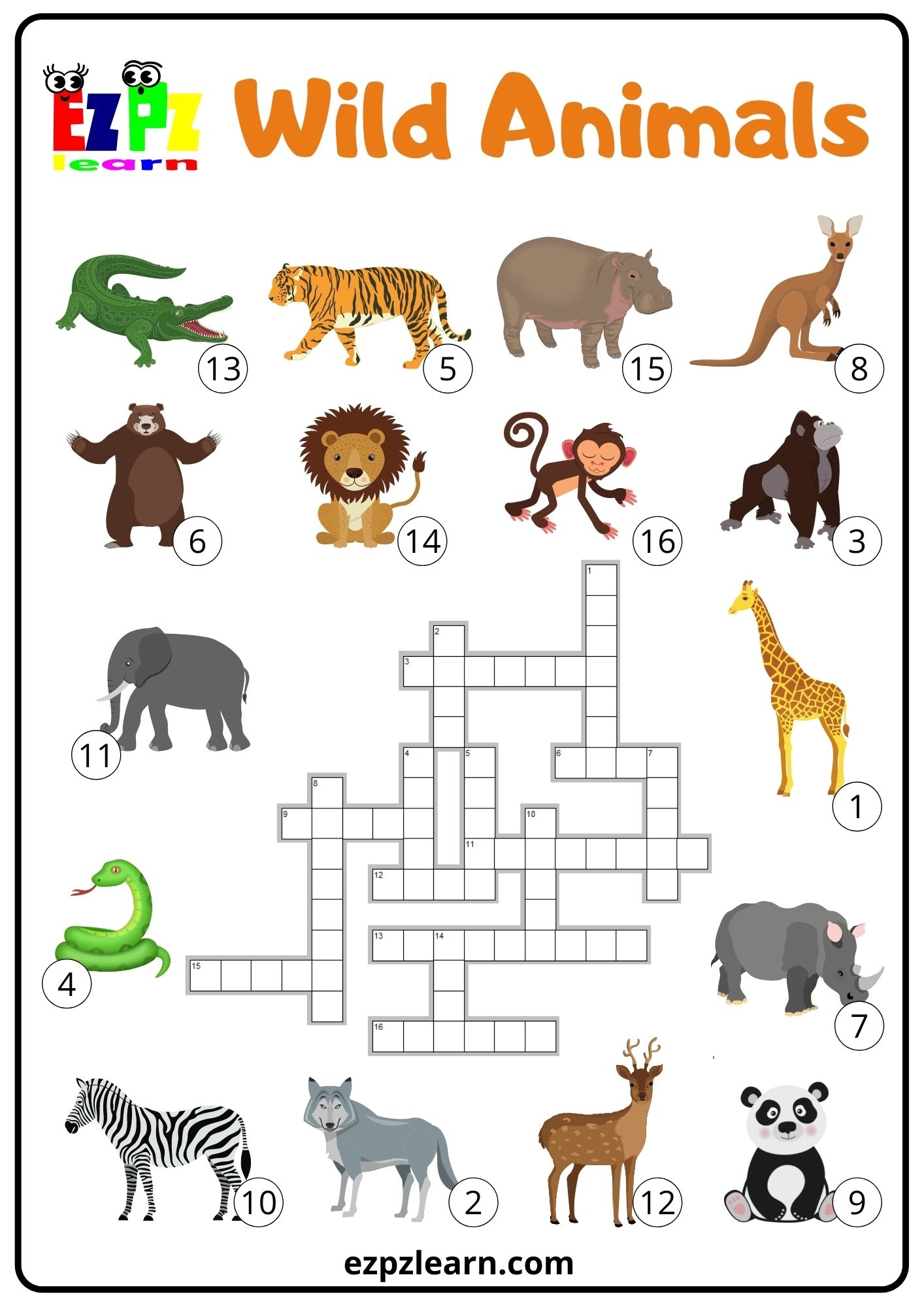 Animal Crossword Puzzle Printable Animal Crossword Puzzle Printable