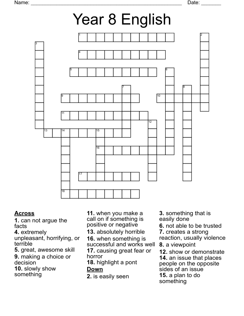 English Crossword Puzzles English Crossword Puzzles